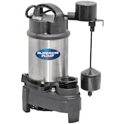 SUPERIOR 1/2 HP SS/CI Sump Pump with Vertical Float Switch 92571